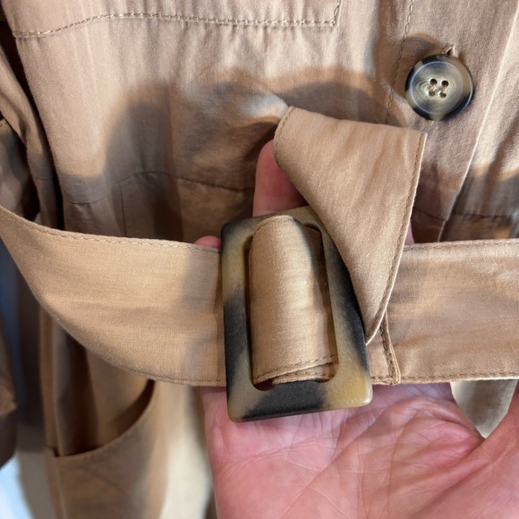 ZARA Sz L Boiler Suit Tan Belted Jumpsuit long Sleeve Patch Pockets Loose Leg - Picture 5 of 10